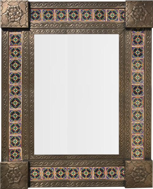 Medium Brown Macotera Tile Mexican Mirror