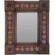 TalaMex Small Brown Orange Flower Tile Talavera Tin Mirror