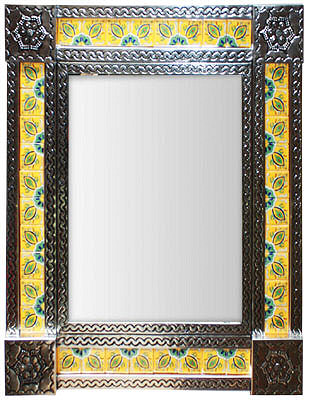TalaMex Medium Silver Colima Tile Mexican Mirror