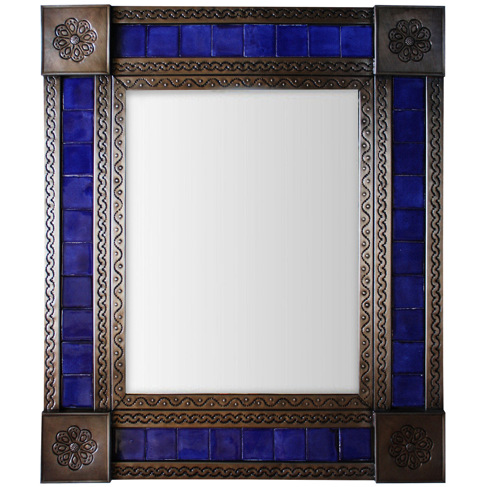 TalaMex Medium Brown Cobalt Tile Mexican Mirror