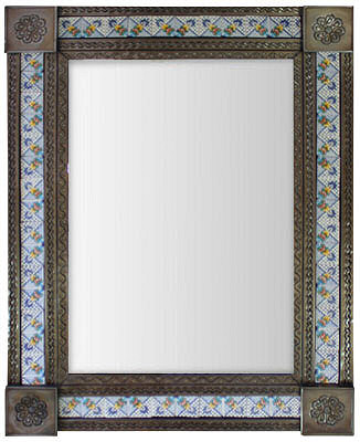 TalaMex Large Silver Mesh Tile Mexican Mirror