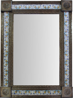 TalaMex Large Brown Mesh Tile Mexican Mirror