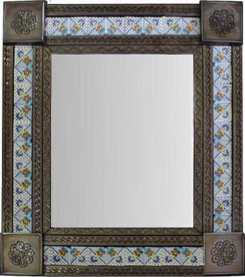 TalaMex Medium Brown Mesh Tile Mexican Mirror
