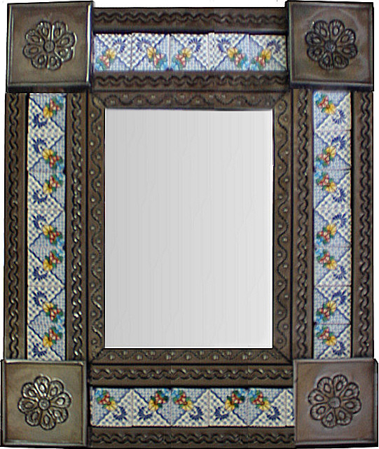 TalaMex Small Brown Mesh Tile Mexican Mirror