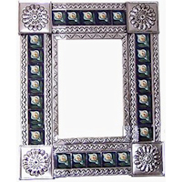 TalaMex Small Silver Lily Tile Talavera Tin Mirror