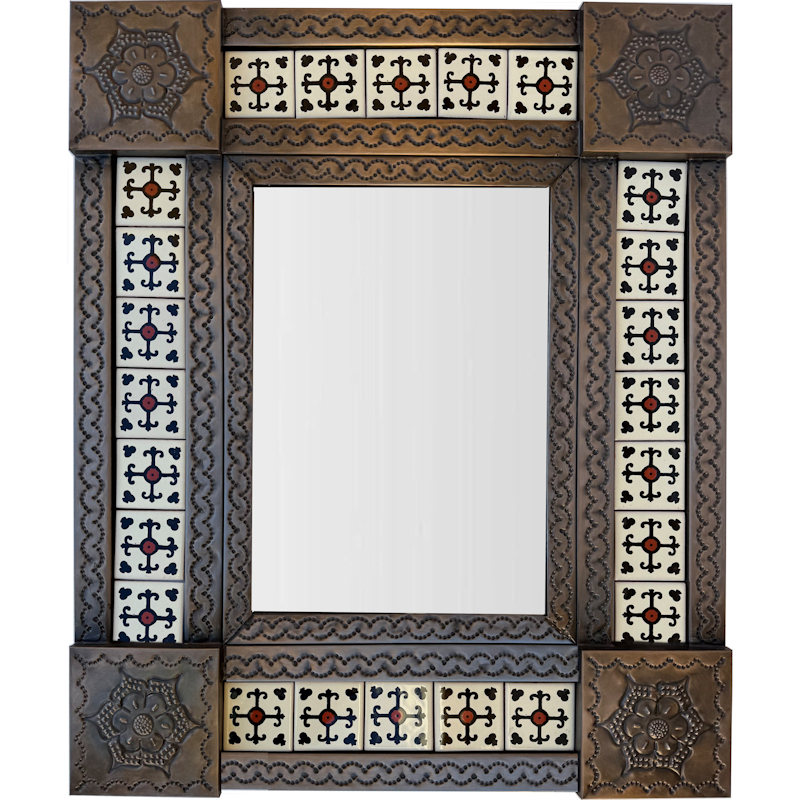 Small Brown Valencia Tile Mexican Mirror