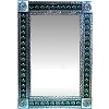TalaMex Big Silver 3-Lily Tile Talavera Tin Mirror