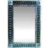 TalaMex Big Silver 3-Lily Tile Talavera Tin Mirror