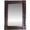 TalaMex Big Brown Three-lily Tile Talavera Tin Mirror