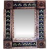 TalaMex Small Brown Three-lily Tile Talavera Tin Mirror