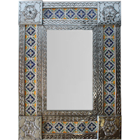 TalaMex Small Silver Guadalajara Tile Mexican Mirror