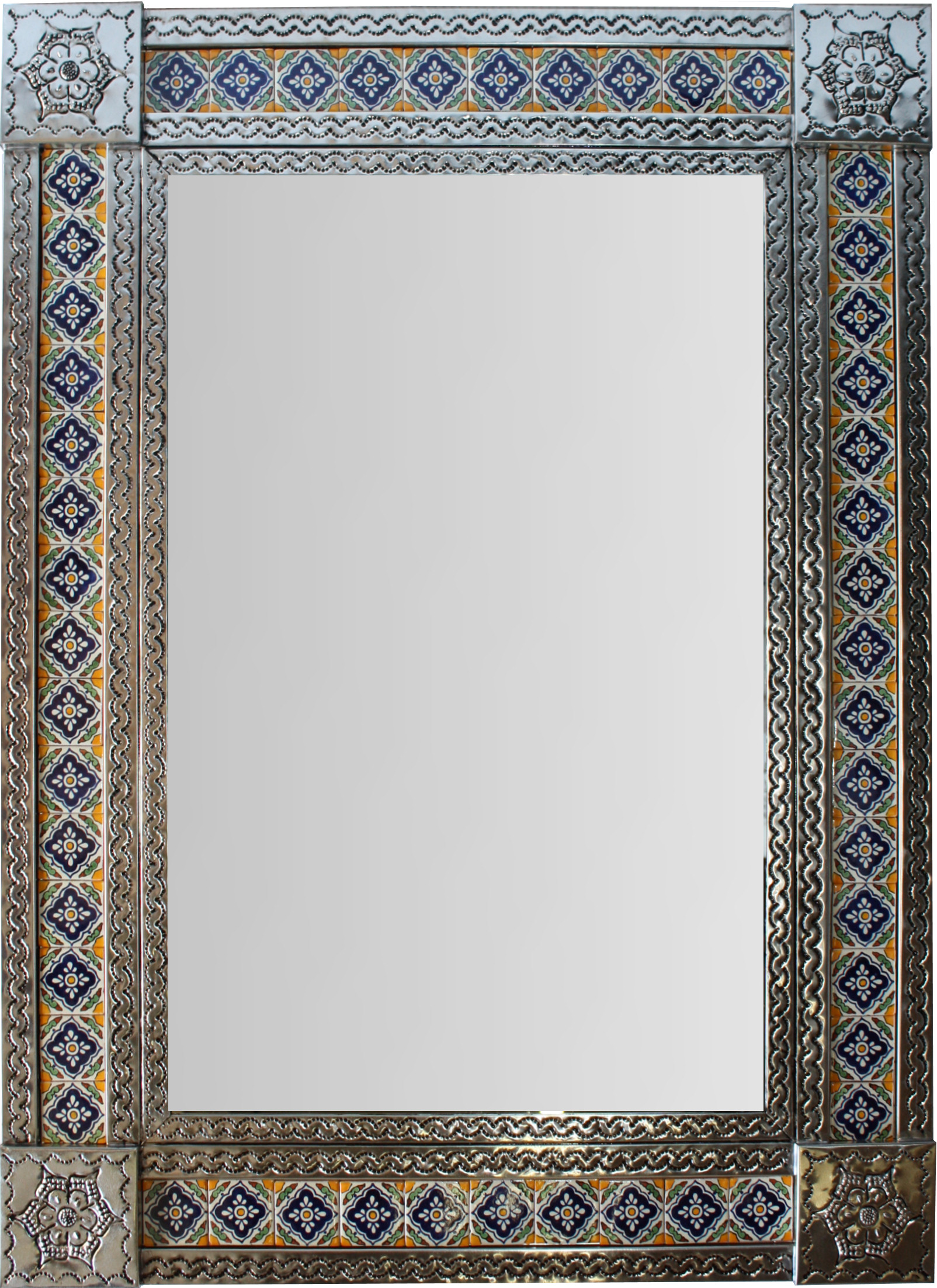 TalaMex Large Silver Guadalajara Tile Mexican Mirror