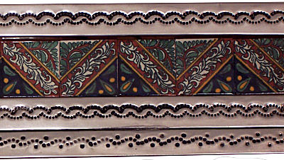 TalaMex Medium Silver Morelia Tile Talavera Tin Mirror Close-Up