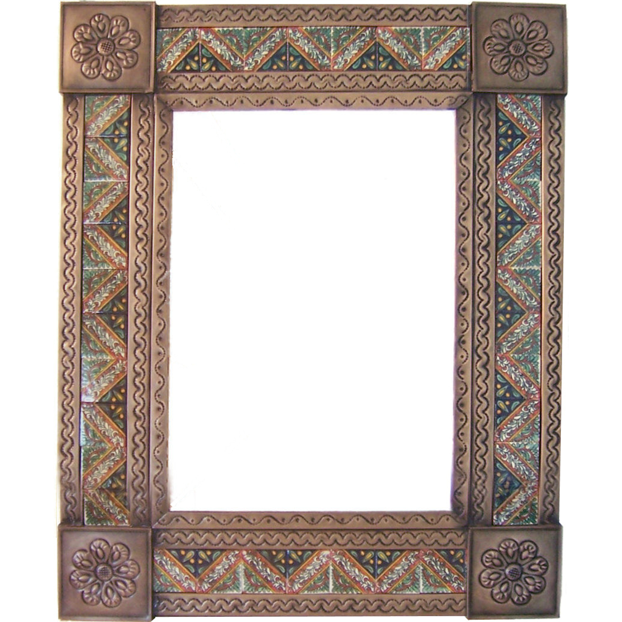 TalaMex Medium Brown Morelia Tile Talavera Tin Mirror