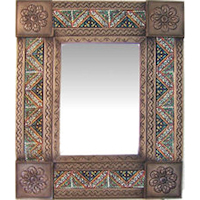 TalaMex Small Brown Morelia Tile Talavera Tin Mirror