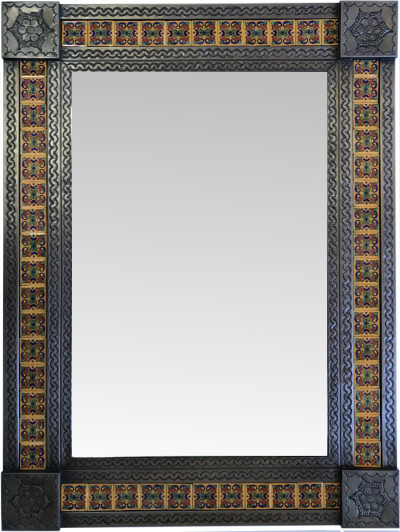 TalaMex Large Brown Butterfly Tile Mexican Mirror