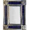 Post Small Silver Cobalt Tile Mexican Mirror