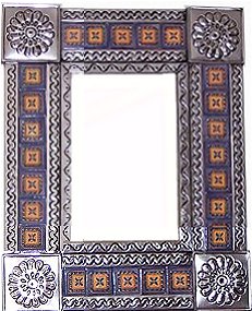 TalaMex Small Silver Orizaba Tile Talavera Tin Mirror