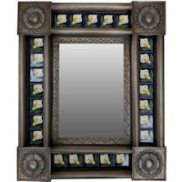 Post Small Brown Lily Tile Mexican Mirror