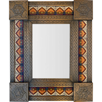 Small Brown Sunrise Tile Mexican Mirror