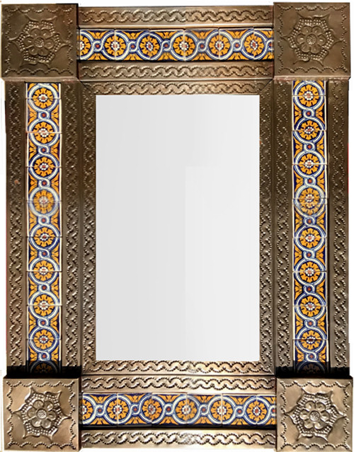 Small Brown Chain Talavera Tile Mexican Mirror