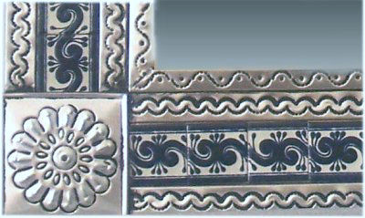 TalaMex Medium Silver Caracol Tile Talavera Tin Mirror Close-Up