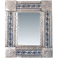 TalaMex Small Silver Caracol Tile Talavera Tin Mirror