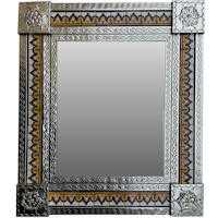 TalaMex Medium Silver Milan Tile Talavera Tin Mirror