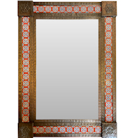 Large Brown Red Picota Tile Mexican Mirror