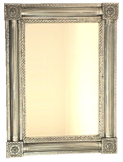 TalaMex Medium-Size Mexican Sun White Tin Mirror