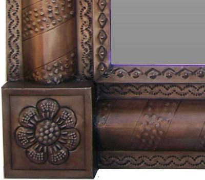 Small Metallic Brown Tin Mirror Close-Up