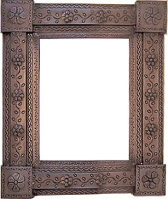 TalaMex Medium-Size Brown Bower Tin Mirror