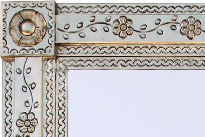 TalaMex Royal Silver Tin Mirror Close-Up