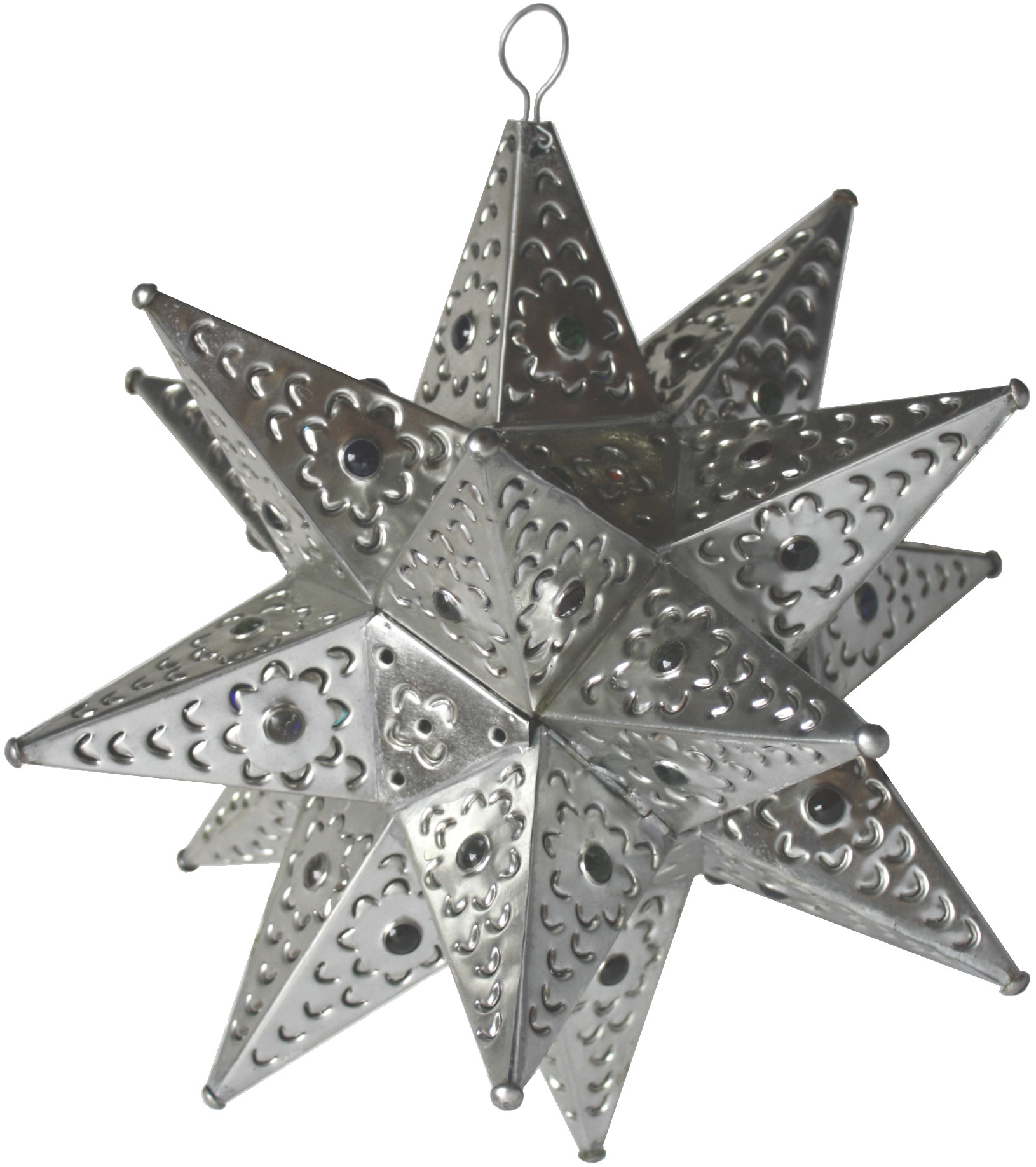 Medium Silver Tin Star Chandelier