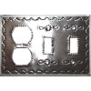 Double Toggle-Outlet Silver Tin Switchplate