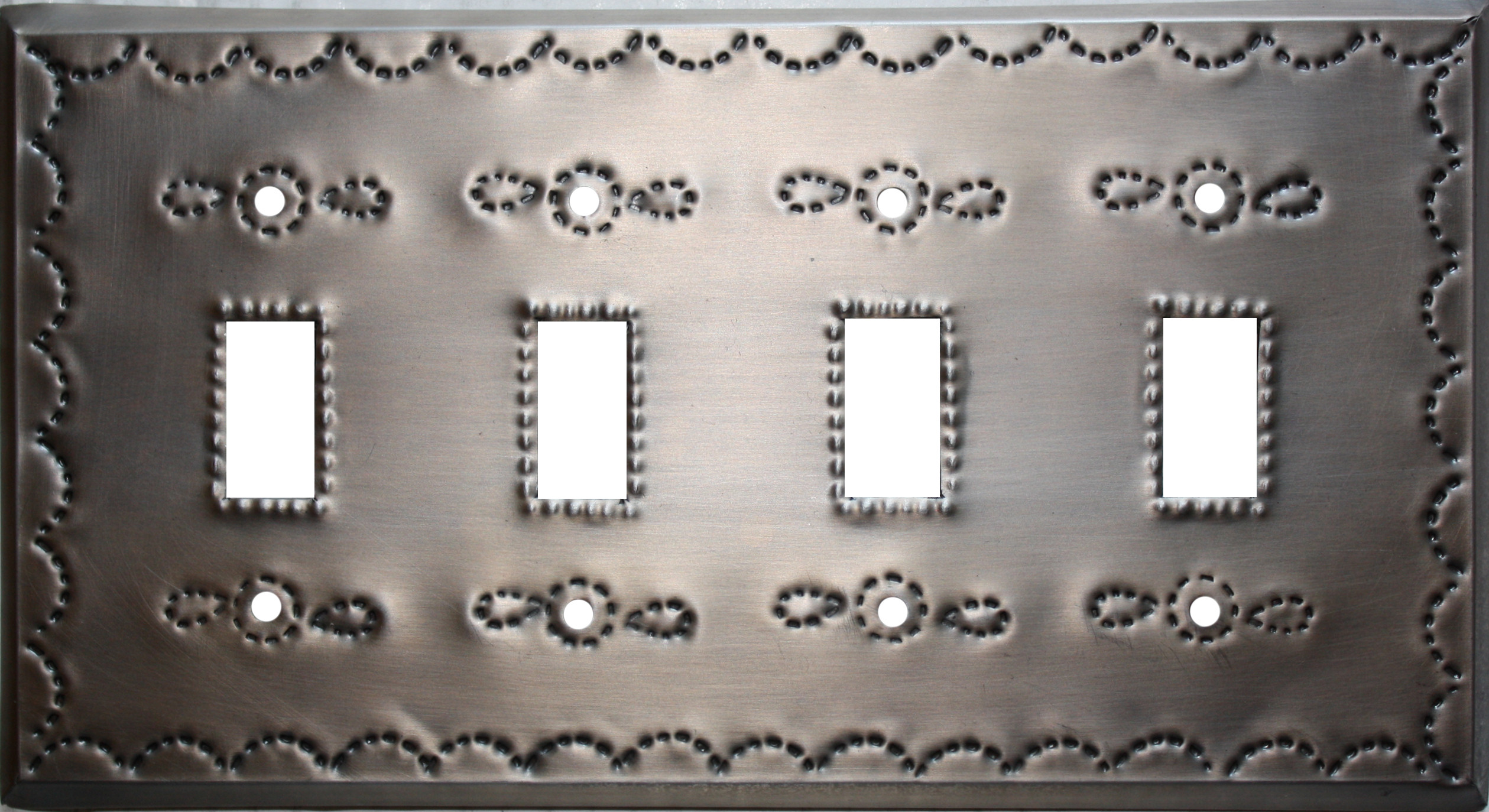 Quadruple Toggle Antique Tin Switchplate