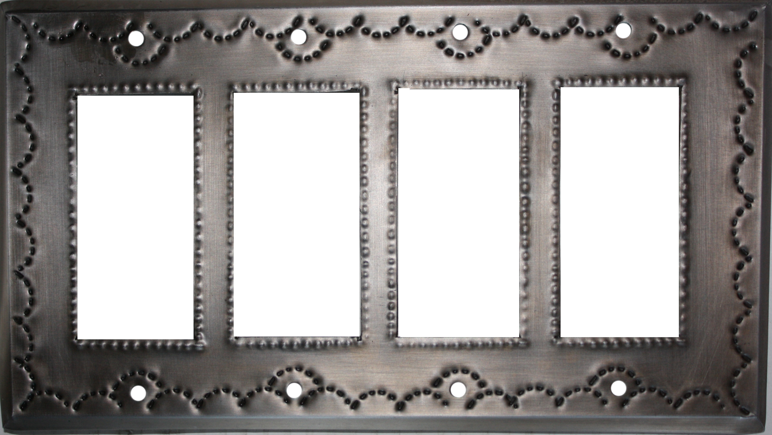 Quadruple Decora Antique Tin Switchplate