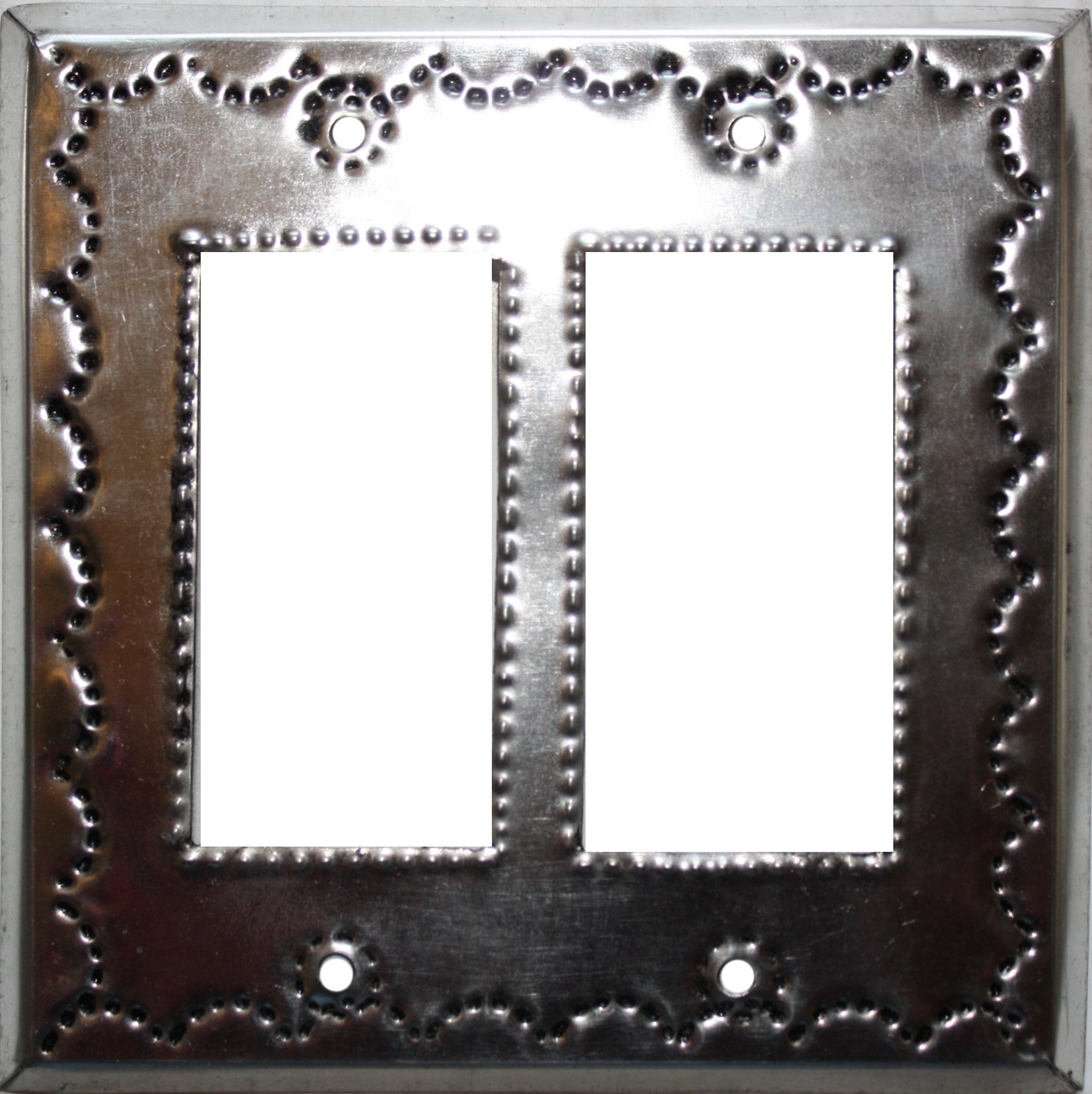 Double Decora Silver Tin Switchplate