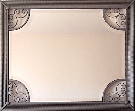 Diamond Beveled Silver Wrought Iron Mirror