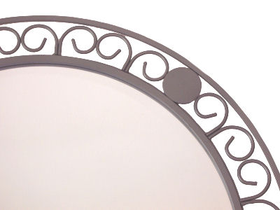 Circular Beveled Wrought Iron Mirror Close-Up